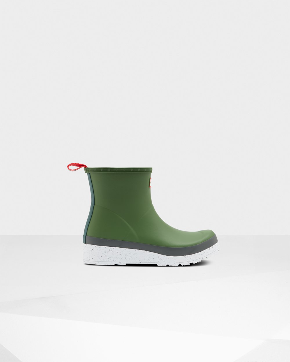 Womens Play Boots - Hunter Original Short Speckle Rain (30MPLJDBX) - Green/White